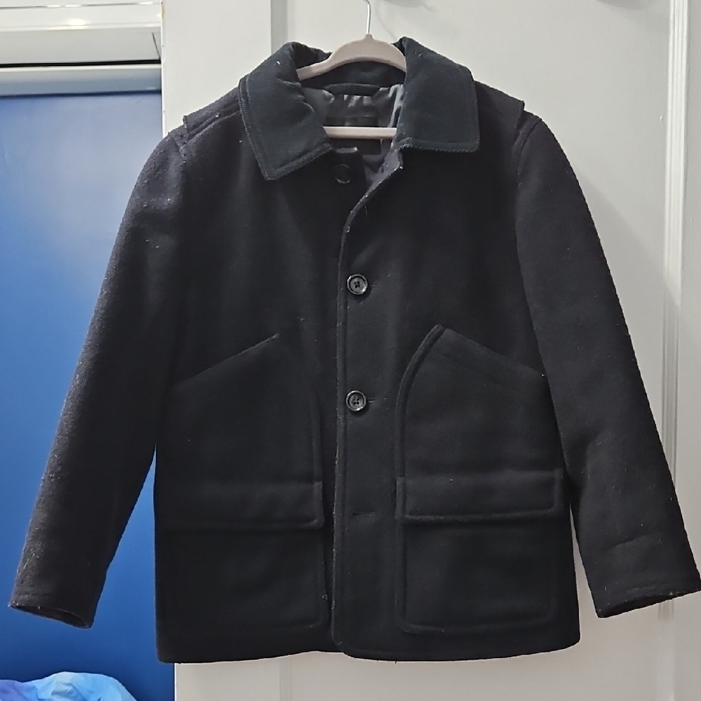 Boys Navy Wool Dress Coat